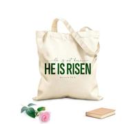 AILOONG Polyester Cotton Shopping Bags He Is Not Here Risen Elegant Lettering Quote 340g/m² thick fabric Reusable