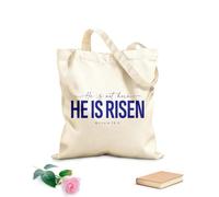 AILOONG Polyester Cotton Shopping Bags He Is Not Here Risen Elegant Lettering Quote 340g/m² thick fabric Reusable
