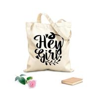 AILOONG Polyester Cotton Shopping Bags Hey Girl Inspirational Lover Saying 12 oz thick fabric Reusable 31x36cm Medium
