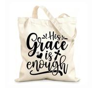 AILOONG Polyester Cotton Shopping Bags His Grace Is Enough 12 oz thick fabric Reusable 25x30cm Small