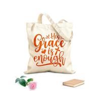 AILOONG Polyester Cotton Shopping Bags His Grace Is Enough 340g/m² thick fabric Reusable