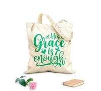 AILOONG Polyester Cotton Shopping Bags His Grace Is Enough 340g/m² thick fabric Reusable