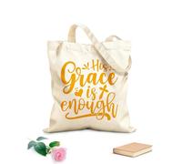 AILOONG Polyester Cotton Shopping Bags His Grace Is Enough 340g/m² thick fabric Reusable