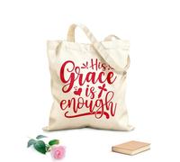 AILOONG Polyester Cotton Shopping Bags His Grace Is Enough 340g/m² thick fabric Reusable