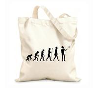 AILOONG Polyester Cotton Shopping Bags Human Evolution From Ape To Man 12 oz thick fabric Reusable 25x30cm Small