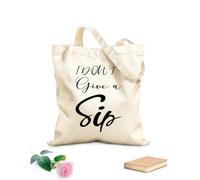 AILOONG Polyester Cotton Shopping Bags I Dont Give A Sip Quote Letter 12 oz thick fabric Reusable 31x36cm Medium