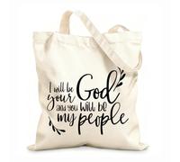 AILOONG Polyester Cotton Shopping Bags I Will Be Your God Inspirational Quotes 12 oz thick fabric Reusable 35x40cm Large