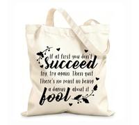 AILOONG Polyester Cotton Shopping Bags If At First You Dont Succeed Inspirational Quotes 12 oz thick fabric Reusable 35x40cm Large