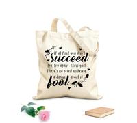 AILOONG Polyester Cotton Shopping Bags If At First You Dont Succeed Inspirational Quotes 12 oz thick fabric Reusable 25x30cm Small