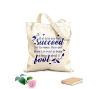 AILOONG Polyester Cotton Shopping Bags If At First You Dont Succeed Inspirational Quotes 340g/m² thick fabric Reusable