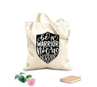 AILOONG Polyester Cotton Shopping Bags Inspirational Quote Be A Warrior Not Worrier 12 oz thick fabric Reusable 31x36cm Medium