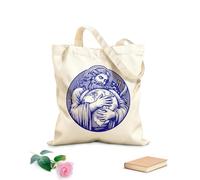 AILOONG Polyester Cotton Shopping Bags Jesus God Embracing The Earth Engraving 340g/m² thick fabric Reusable