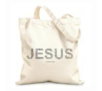 AILOONG Polyester Cotton Shopping Bags Jesus With Bible Words Genesis To Revelation 12 oz thick fabric Reusable 25x30cm Small