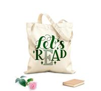 AILOONG Polyester Cotton Shopping Bags Let Is Read Inspirational And Motivational Quotes 340g/m² thick fabric Reusable