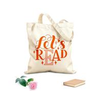 AILOONG Polyester Cotton Shopping Bags Let Is Read Inspirational And Motivational Quotes 340g/m² thick fabric Reusable