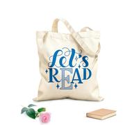 AILOONG Polyester Cotton Shopping Bags Let Is Read Inspirational And Motivational Quotes 340g/m² thick fabric Reusable