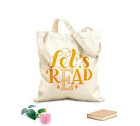 AILOONG Polyester Cotton Shopping Bags Let Is Read Inspirational And Motivational Quotes 340g/m² thick fabric Reusable