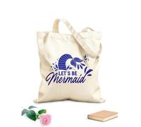 AILOONG Polyester Cotton Shopping Bags Lets Be Mermaids Inspirational Quote About Summer 340g/m² thick fabric Reusable