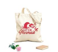 AILOONG Polyester Cotton Shopping Bags Lets Be Mermaids Inspirational Quote About Summer 340g/m² thick fabric Reusable