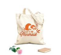 AILOONG Polyester Cotton Shopping Bags Lets Be Mermaids Inspirational Quote About Summer 340g/m² thick fabric Reusable