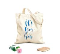 AILOONG Polyester Cotton Shopping Bags Lets Stay Home Inspirational Housewarming 340g/m² thick fabric Reusable