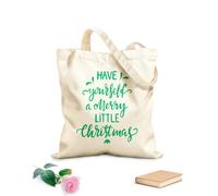 AILOONG Polyester Cotton Shopping Bags Lettering Have Yourself A Merry Little Christmas 340g/m² thick fabric Reusable