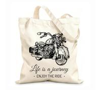 AILOONG Polyester Cotton Shopping Bags Life Is A Journey Enjoy The Ride Inspirational 12 oz thick fabric Reusable 35x40cm Large
