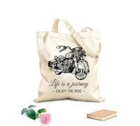 AILOONG Polyester Cotton Shopping Bags Life Is A Journey Enjoy The Ride Inspirational 12 oz thick fabric Reusable 25x30cm Small