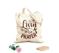 AILOONG Polyester Cotton Shopping Bags Livin On A Prayer 340g/m² thick fabric Reusable