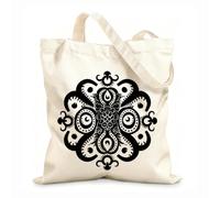 AILOONG Polyester Cotton Shopping Bags Mystical Meditations Octopus Mandala Art 12 oz thick fabric Reusable 31x36cm Medium