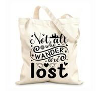 AILOONG Polyester Cotton Shopping Bags Not All Who Wander Are Lost 12 oz thick fabric Reusable 25x30cm Small