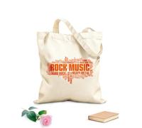 AILOONG Polyester Cotton Shopping Bags Rock Music Styles Word Cloud Bubble Tag Tree 340g/m² thick fabric Reusable