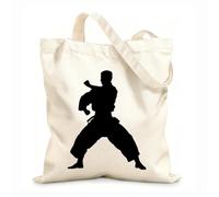 AILOONG Polyester Cotton Shopping Bags Silhouette Of Pencak Silat Athlete In Action 12 oz thick fabric Reusable 35x40cm Large