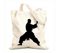 AILOONG Polyester Cotton Shopping Bags Silhouette Of Pencak Silat Athlete In Action 12 oz thick fabric Reusable 35x40cm Large