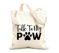 AILOONG Polyester Cotton Shopping Bags Talk To My Paw Inspiring Funny Quote Or Saying 12 oz thick fabric Reusable 25x30cm Small