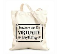 AILOONG Polyester Cotton Shopping Bags Teachers Can Do Virtually Anything Quotes 12 oz thick fabric Reusable 25x30cm Small