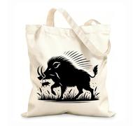 AILOONG Polyester Cotton Shopping Bags Wild Boar Hunter Pig Hog Hunting Outdoors 12 oz thick fabric Reusable 35x40cm Large
