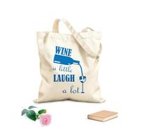 AILOONG Polyester Cotton Shopping Bags Wine A Little Laugh Lot 340g/m² thick fabric Reusable
