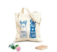AILOONG Polyester Cotton Shopping Bags With Llama Animal And Lettering Phrase Mama 340g/m² thick fabric Reusable