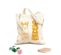 AILOONG Polyester Cotton Shopping Bags With Llama Animal And Lettering Phrase Mama 340g/m² thick fabric Reusable