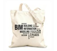 AILOONG Polyester Cotton Shopping Bags Word Cloud Bim 12 oz thick fabric Reusable 25x30cm Small