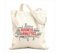 AILOONG Polyester Cotton Shopping Bags Word Cloud Business Analytics 12 oz thick fabric Reusable 31x36cm Medium
