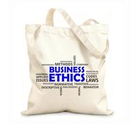 AILOONG Polyester Cotton Shopping Bags Word Cloud Business Ethics 12 oz thick fabric Reusable 35x40cm Large