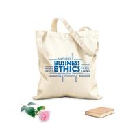 AILOONG Polyester Cotton Shopping Bags Word Cloud Business Ethics 340g/m² thick fabric Reusable