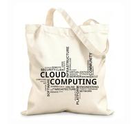 AILOONG Polyester Cotton Shopping Bags Word Cloud Computing 12 oz thick fabric Reusable 35x40cm Large