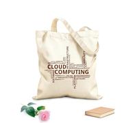 AILOONG Polyester Cotton Shopping Bags Word Cloud Computing 340g/m² thick fabric Reusable