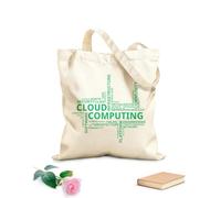 AILOONG Polyester Cotton Shopping Bags Word Cloud Computing 340g/m² thick fabric Reusable