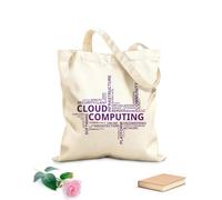 AILOONG Polyester Cotton Shopping Bags Word Cloud Computing 340g/m² thick fabric Reusable
