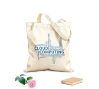 AILOONG Polyester Cotton Shopping Bags Word Cloud Computing 340g/m² thick fabric Reusable