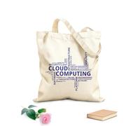 AILOONG Polyester Cotton Shopping Bags Word Cloud Computing 340g/m² thick fabric Reusable